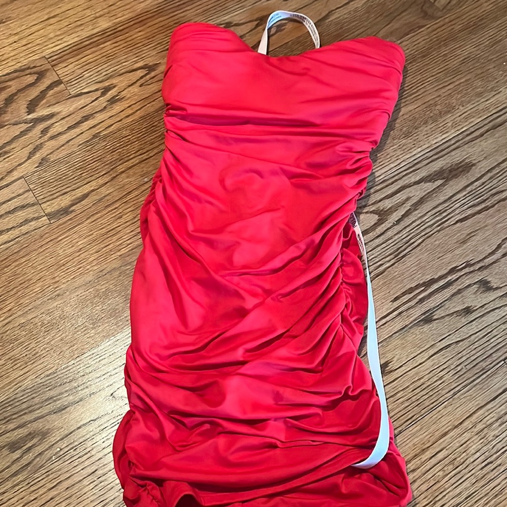 Oh Polly Red Strapless Dress